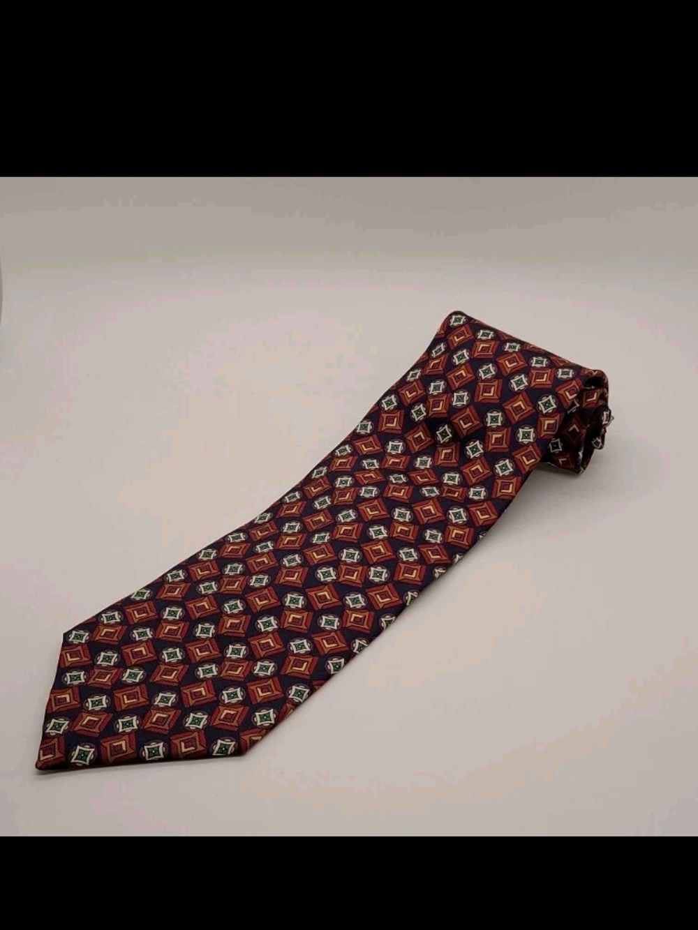 Christian Dior Monsieur Neck Tie Red Geometric Silk Designer Made in USA